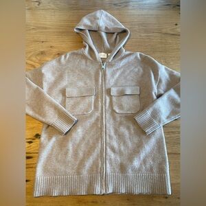 Cyrus Hooded Full Zip Breast Pocket Sweater Cream Women’s‎ Medium Preloved